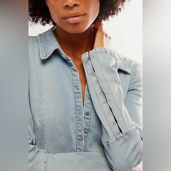 Free People Thea Denim Mini Dress - Picture 4 of 10